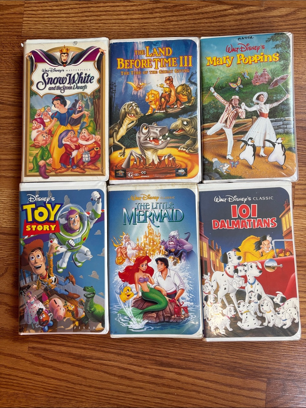 Disney VHS Kids Movie Collection — Blue, Red, Green, Yellow Covers